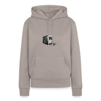 Bauwagen - Frauen Premium Bio Hoodie - Taupe - Vorne - Julia (174cm)