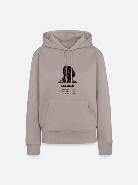 Ohne Dachshund ist alles doof - Frauen Premium Bio Hoodie - Taupe