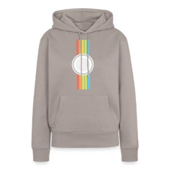 Retro Foto Logo (Ästhetik) - Frauen Premium Bio Hoodie - Taupe - Vorne - Julia (174cm)