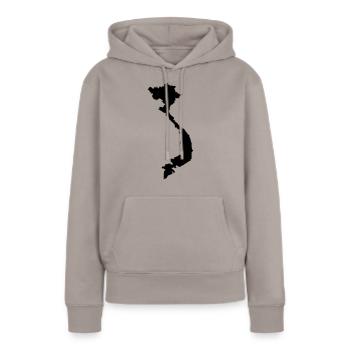 Carte du Vietnam - Sweat à capuche Premium bio Femme - taupe - Devant - Julia (174cm)