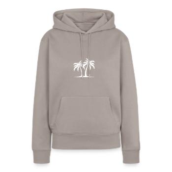 Île Palm - Sweat à capuche Premium bio Femme - taupe - Devant - Julia (174cm)