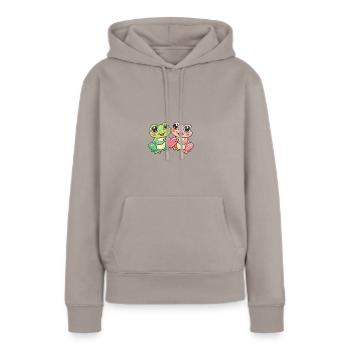 Frosch Paar Liebe Valentinstag - Frauen Premium Bio Hoodie - Taupe - Vorne - Julia (174cm)