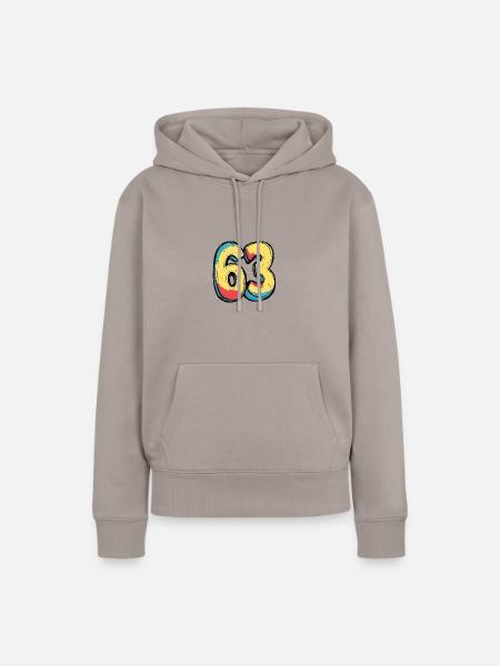 63 Zahl Comic - Frauen Premium Bio Hoodie - Taupe