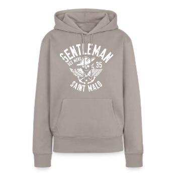 Gentleman des mers - Sweat à capuche Premium bio Femme - taupe - Devant - Julia (174cm)