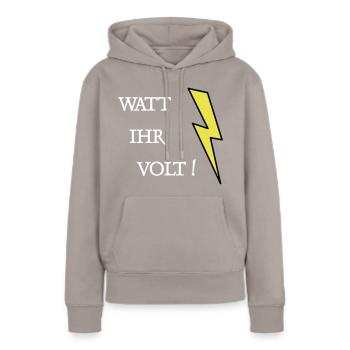 Watt Ihr Volt - Frauen Premium Bio Hoodie - Taupe - Vorne - Julia (174cm)