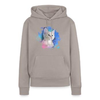 chaton, chaton, chaton, graffiti, peinture, rose - Sweat à capuche Premium bio Femme - taupe - Devant - Julia (174cm)