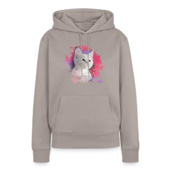 chaton, chaton, chaton, graffiti, peinture, rose - Sweat à capuche Premium bio Femme - taupe - Devant - Julia (174cm)