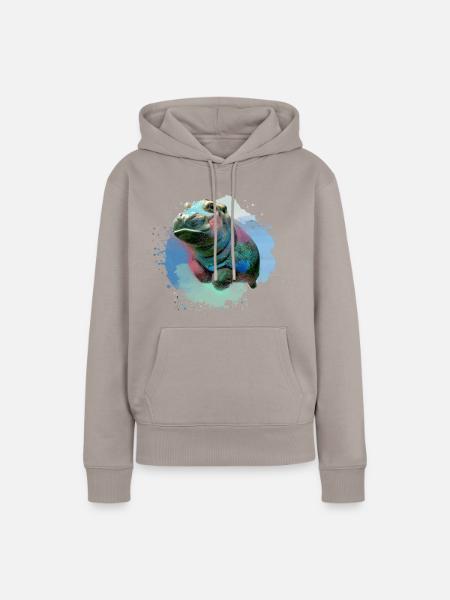 nilpferd,hippo,graffiti,malerei,nilpferd baby,baby - Frauen Premium Bio Hoodie - Taupe