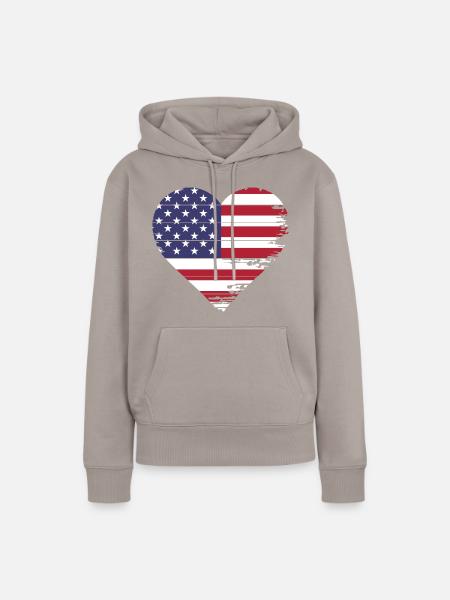 4. Juli USA - Frauen Premium Bio Hoodie - Taupe