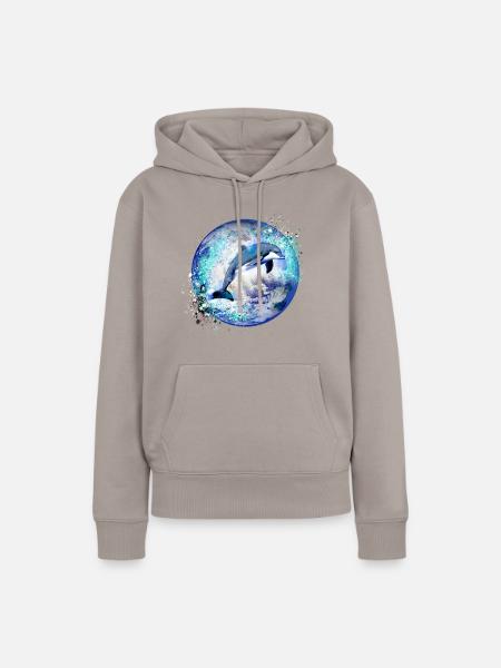 delfin, erde, malerei,blau,delfine,meer,planet - Frauen Premium Bio Hoodie - Taupe