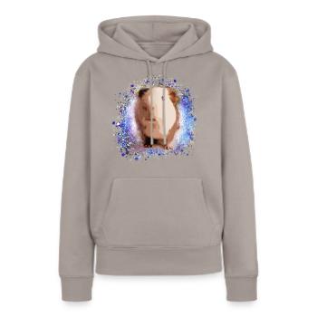cochon d’Inde, graffiti, peinture, vert, bleu - Sweat à capuche Premium bio Femme - taupe - Devant - Julia (174cm)