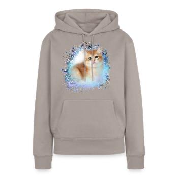 chaton, chaton, chaton, graffiti, peinture - Sweat à capuche Premium bio Femme - taupe - Devant - Julia (174cm)