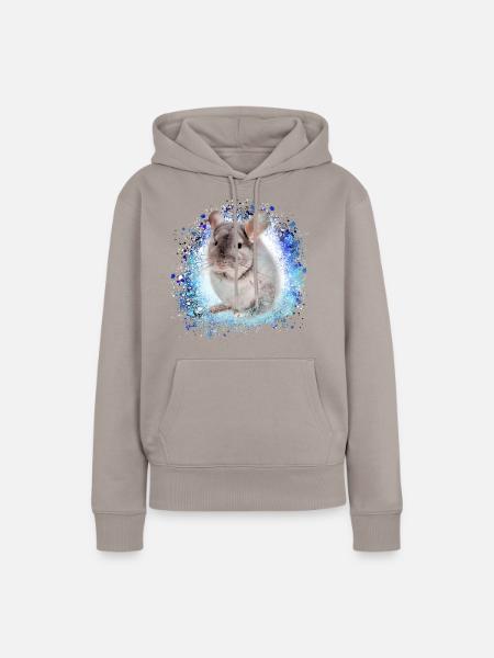 chinchilla,graffiti,malereir,blau,haustier, - Frauen Premium Bio Hoodie - Taupe