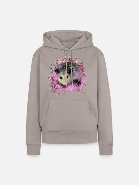 opossum,maus,nagetier,graffiti - Frauen Premium Bio Hoodie - Taupe
