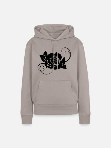 Rose Blume in Schwarz - Frauen Premium Bio Hoodie - Taupe