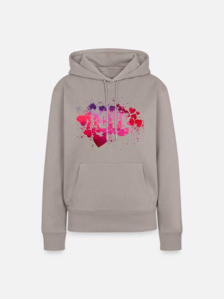 herzen,herz,liebe, love, rot, illustration,graffit - Frauen Premium Bio Hoodie - Taupe
