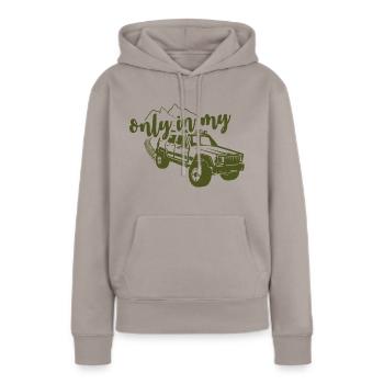 Seulement dans ma Jeep Cherokee - Sweat à capuche Premium bio Femme - taupe - Devant - Julia (174cm)