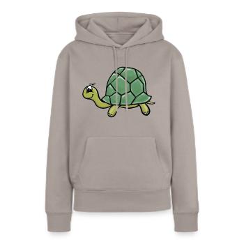 Schildkroete - Frauen Premium Bio Hoodie - Taupe - Vorne - Julia (174cm)