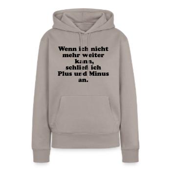 Elektriker Plus Minus Strom Anschließen Lustig - Frauen Premium Bio Hoodie - Taupe - Vorne - Julia (174cm)