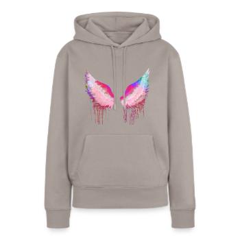 Ailes, ailes d’ange, ailes d’ange, colorées - Sweat à capuche Premium bio Femme - taupe - Devant - Julia (174cm)