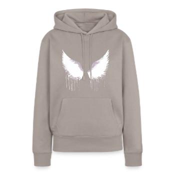 Flügel,angelwings, engelsflügel,weiss, graffiti - Frauen Premium Bio Hoodie - Taupe - Vorne - Julia (174cm)