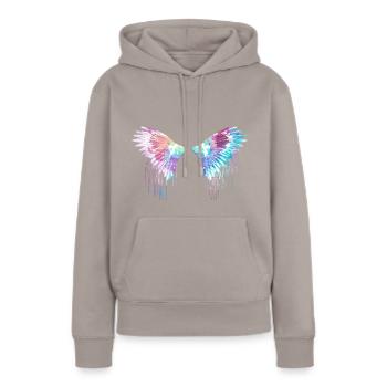 Ailes, ailes d’ange, ailes d’ange, colorées - Sweat à capuche Premium bio Femme - taupe - Devant - Julia (174cm)