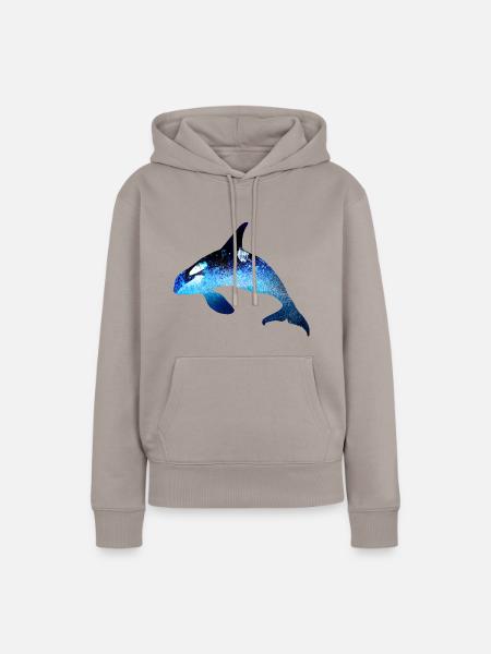 wal,blau,fisch,malerei,kunst,blau,meer - Frauen Premium Bio Hoodie - Taupe