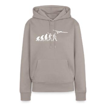 Evolution Segelflieger - fliegen - Segelflugzeug - Frauen Premium Bio Hoodie - Taupe - Vorne - Julia (174cm)
