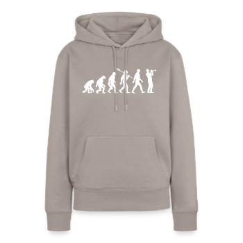 Evolution - Trompete - Musiker - Blasinstrument - Frauen Premium Bio Hoodie - Taupe - Vorne - Julia (174cm)