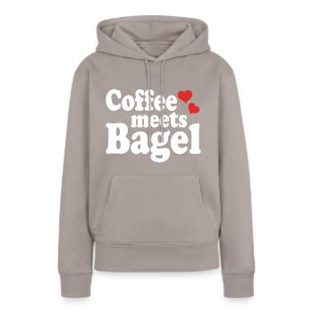 Le café rencontre Bagel - Sweat à capuche Premium bio Femme - taupe - Devant - Julia (174cm)