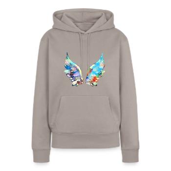 angelwings,flügel,aquarell,bunt,engelsflügel - Frauen Premium Bio Hoodie - Taupe - Vorne - Julia (174cm)