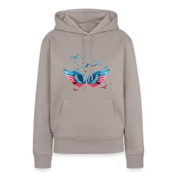 engelsflügel,flügel,angelwings,vogelschwarm,vögel - Frauen Premium Bio Hoodie - Taupe - Vorne - Julia (174cm)