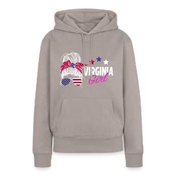 Virginia - Frauen Premium Bio Hoodie - Taupe - Vorne - Julia (174cm)