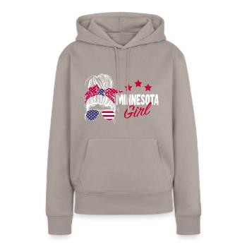 Minnesota - Sweat à capuche Premium bio Femme - taupe - Devant - Julia (174cm)