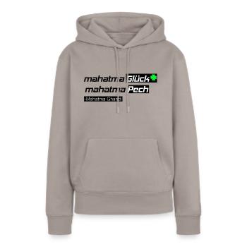 Mahatma bonheur ou malchance Ghandi T-shirt de conception - Sweat à capuche Premium bio Femme - taupe - Devant - Julia (174cm)