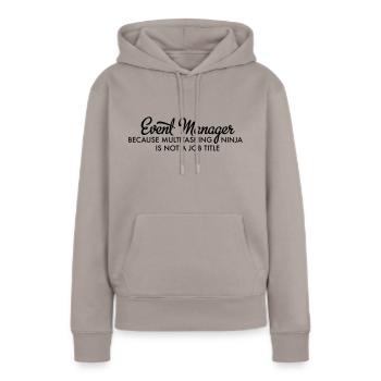 Event Manager - Sweat à capuche Premium bio Femme - taupe - Devant - Julia (174cm)