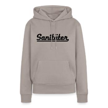 ambulanciers - Sweat à capuche Premium bio Femme - taupe - Devant - Julia (174cm)