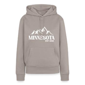 Minnesota - Sweat à capuche Premium bio Femme - taupe - Devant - Julia (174cm)