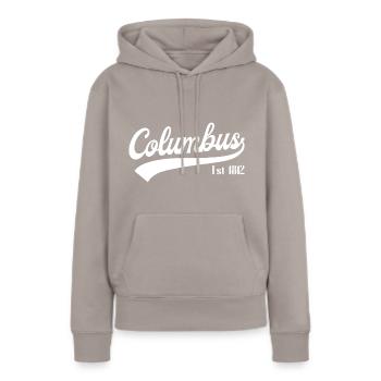 Columbus Ohio - Sweat à capuche Premium bio Femme - taupe - Devant - Julia (174cm)