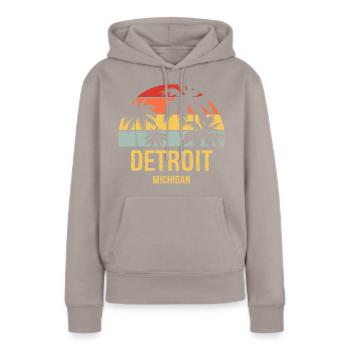 Detroit - Frauen Premium Bio Hoodie - Taupe - Vorne - Julia (174cm)