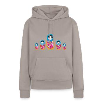 matroschka,Matroschka,Matrjoschka,Matruschka - Frauen Premium Bio Hoodie - Taupe - Vorne - Julia (174cm)
