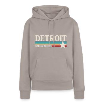 Detroit - Frauen Premium Bio Hoodie - Taupe - Vorne - Julia (174cm)