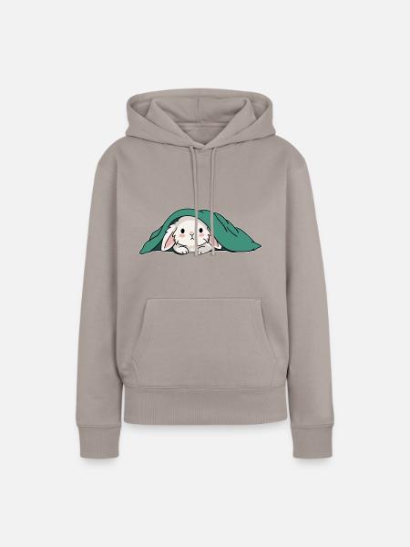 Hase unter der Decke - Frauen Premium Bio Hoodie - Taupe