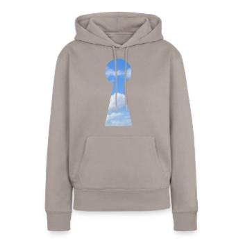 ciel trou de serrure - Sweat à capuche Premium bio Femme - taupe - Devant - Julia (174cm)