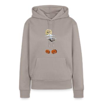 La veille d’Halloween - Sweat à capuche Premium bio Femme - taupe - Devant - Julia (174cm)