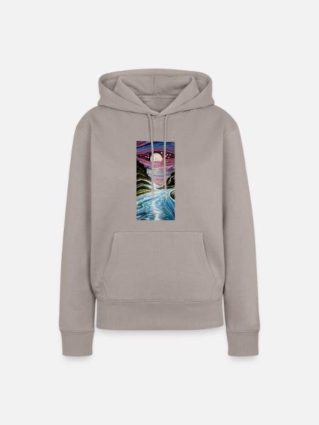Fluss im Mondschein - Frauen Premium Bio Hoodie - Taupe