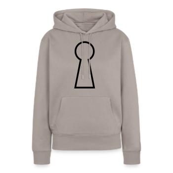 Trou de serrure - Sweat à capuche Premium bio Femme - taupe - Devant - Julia (174cm)