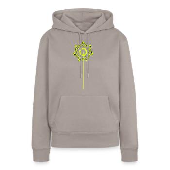 Herz am Stiel - Frauen Premium Bio Hoodie - Taupe - Vorne - Julia (174cm)