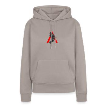 Astronaute | Spaceman | Super héros - Sweat à capuche Premium bio Femme - taupe - Devant - Julia (174cm)