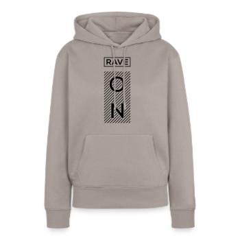 Rave On - Sweat à capuche Premium bio Femme - taupe - Devant - Julia (174cm)